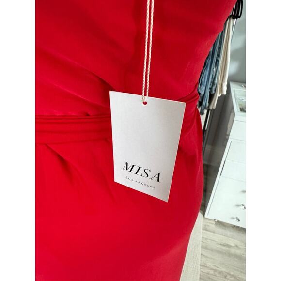 Misa Los Angeles Veronica Dress Red Long Wrap Maxi Stretchy Romantic Glamorous - Picture 11 of 16